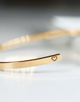 Gold Open Cuff Message Bracelet, Handwriting Inside or Outside