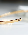 Gold Open Cuff Message Bracelet, Handwriting Inside or Outside
