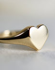 14k Solid Gold Heart Signet Ring For Women, Monogrammed Personalized Heart Ring