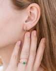 Mini Emerald Earrings 14k Gold (SINGLE or PAIR)