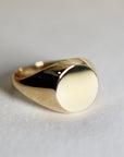 14k Solid Gold Round Signet Ring For Women, Monogrammed Personalized Ring