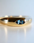 14k Gold Minimalist Dome Ring With Marquise London Blue Topaz
