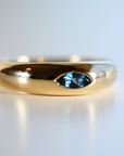 14k Gold Minimalist Dome Ring With Marquise London Blue Topaz - Melt'm Jewelry