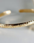 Engraved Baby Cuff, Leaf & Flowers, Children Bracelet, Baby Cuff Bracelet
