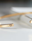 Gold Open Cuff Message Bracelet, Handwriting Inside or Outside