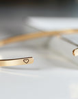 Gold Open Cuff Message Bracelet, Handwriting Inside or Outside