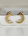 Diamond Moon Earrings 14k Solid Gold (SINGLE or PAIR) - Melt'm Jewelry