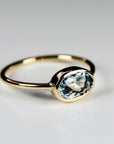East West Aquamarine Ring 14k Solid Gold