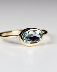 East West Aquamarine Ring 14k Solid Gold