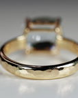 Flush Setting Diamond Band Cushion Aquamarine Ring in 14k Gold