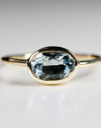 East West Aquamarine Ring 14k Solid Gold