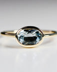 East West Aquamarine Ring 14k Solid Gold - Melt'm Jewelry