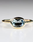 East West Aquamarine Ring 14k Solid Gold