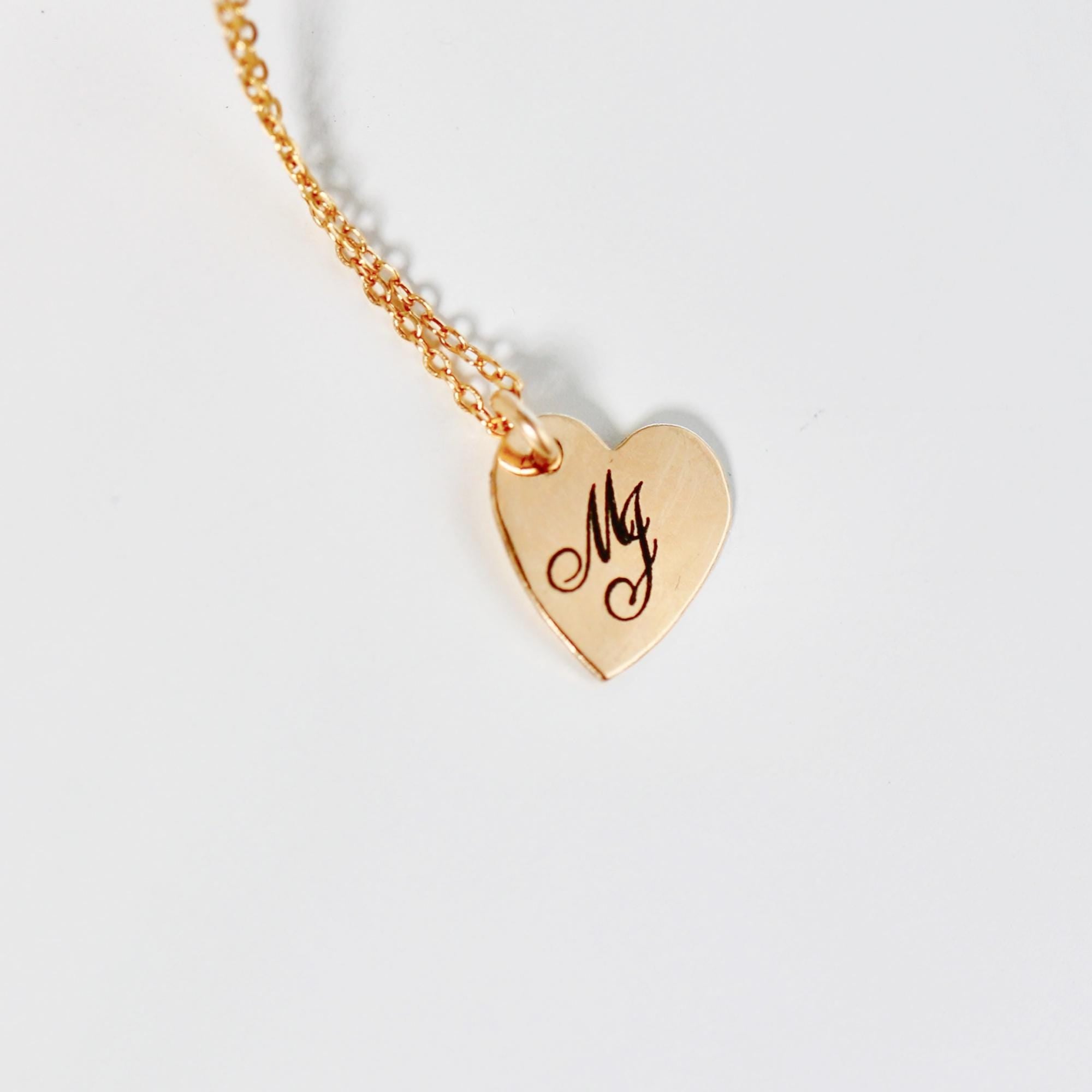 Engraved Heart Necklace, Custom Jewelry