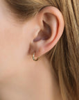 Diamond Star Set Hinged Hoops Earrings in 14k Gold (SINGLE or PAIR)