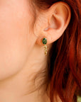 14k Solid Gold Green Tourmaline Chain Earrings