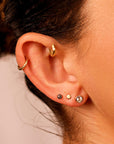 Salt and Pepper Diamond Labret Earrings 14k Solid Gold