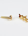 Zodiac Internally Threaded Flat Back Earrings 14k Solid Gold
