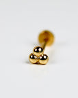 Trinity Internally Threaded Flat Back Earrings 14k Solid Gold