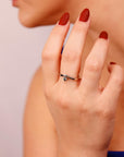 Montana Sapphire V Shaped Ring 14k White Gold