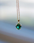 Heart Cut Emerald Necklace in 14k Gold