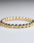 14k Solid Gold Beaded Ring, Skinny Hammered Beaded Stacking Ring