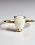 Pear Cut Australian Opal Engagement Ring 14k Solid Gold