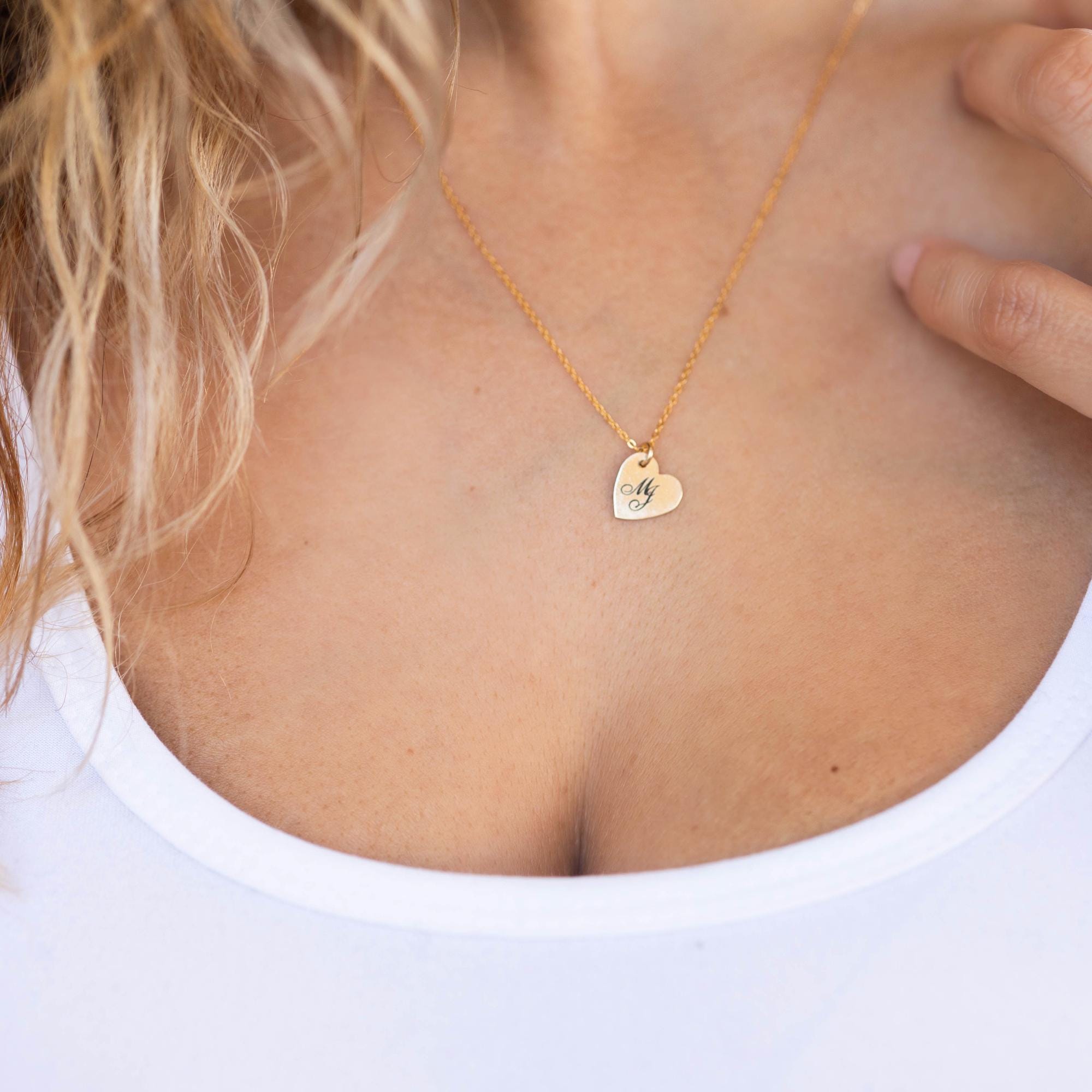 Engraved Heart Necklace, Custom Jewelry
