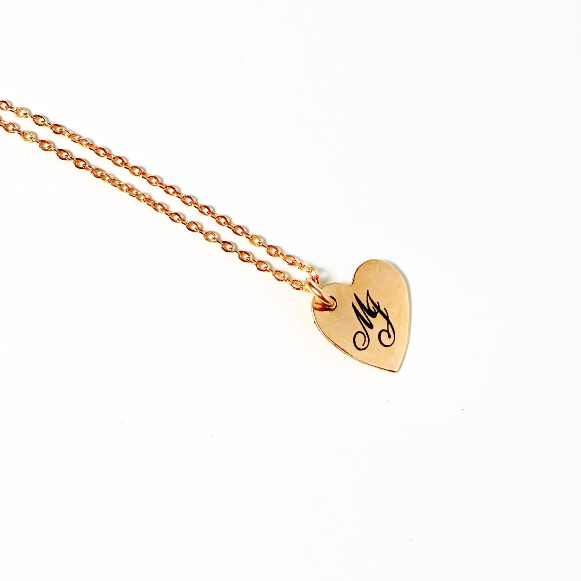 Engraved Heart Necklace, Custom Jewelry