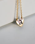 Gold Personalized Gothic Heart Necklace, Old English Letter Necklace
