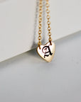 Gold Personalized Gothic Heart Necklace, Old English Letter Necklace