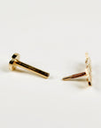 Zodiac Internally Threaded Flat Back Earrings 14k Solid Gold
