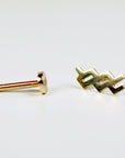 Zodiac Internally Threaded Flat Back Earrings 14k Solid Gold