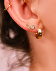 Zodiac Internally Threaded Flat Back Earrings 14k Solid Gold