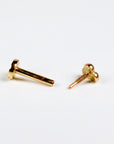 Trinity Internally Threaded Flat Back Earrings 14k Solid Gold
