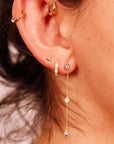 Trinity Internally Threaded Flat Back Earrings 14k Solid Gold