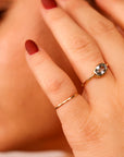 East West Aquamarine Ring 14k Solid Gold