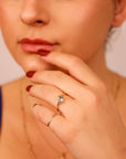 East West Aquamarine Ring 14k Solid Gold