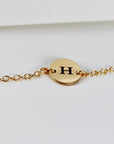 Personalized Initial Bracelet, Custom Engraved Disk Bracelet
