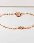 Personalized Initial Bracelet, Custom Engraved Disk Bracelet - Melt'm Jewelry