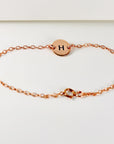 Personalized Initial Bracelet, Custom Engraved Disk Bracelet - Melt'm Jewelry