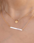 Engraved Skinny Gold Bar Necklace in Gold Filled or Sterling Silver