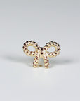 Dainty Bow Tie Internally Threaded Flat Back Earrings 14k Solid Gold