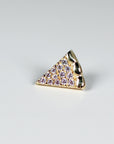 Pizza Slice Flat Back Earrings 14k Solid Gold, Cz Stack Earrings