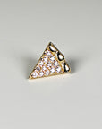Pizza Slice Flat Back Earrings 14k Solid Gold, Cz Stack Earrings
