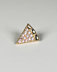 CZ Diamond Pizza Slice Flat Back Earrings 14k Solid Gold 8mm (SINGLE or PAIR)