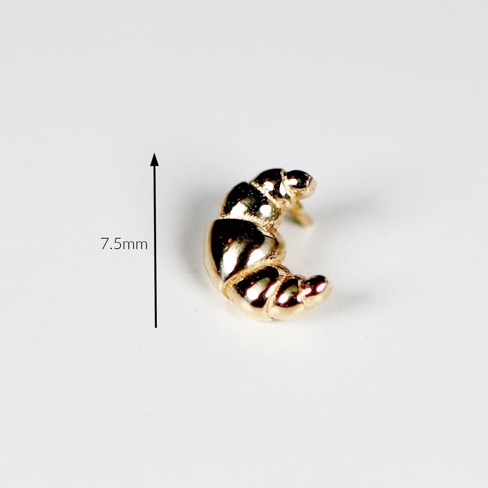 Croissant Flat Back Earrings 14k Solid Gold