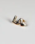 LA with Heart Logo Flat Back Earrings 14k Solid Gold
