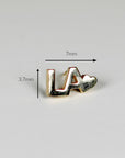 LA with Heart Logo Flat Back Earrings 14k Solid Gold