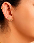 Music Note Flat Back Earrings 14k Solid Gold, Music Lover Stack Earrings